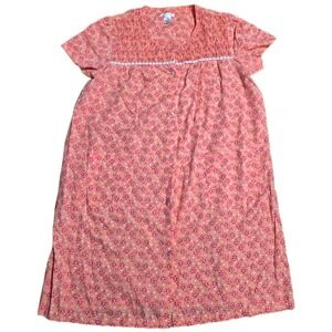 PINK K Nightgown‎ Dress Women's Size XL Coral Floral Smocked